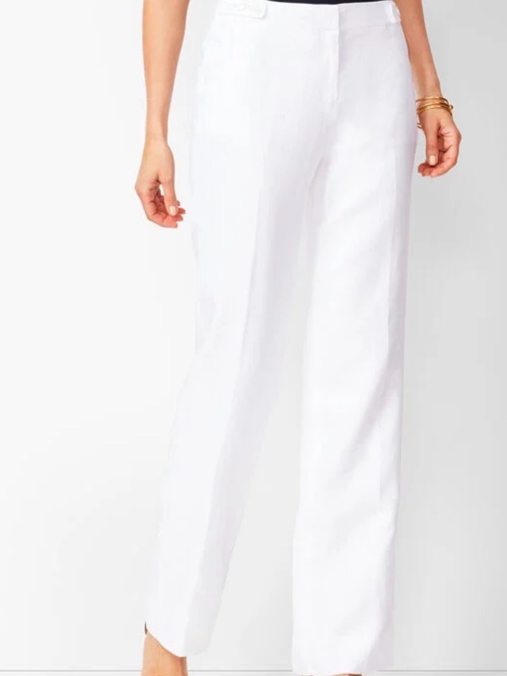Talbots White Wide-Leg High-Rise Linen Pants Size 2 Classic Summer Lightweight